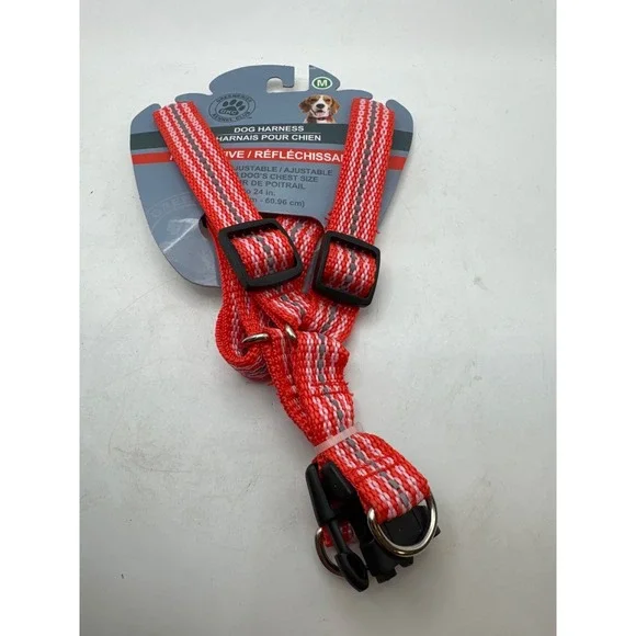 Greenbrier Kennel Club Dog Harness Reflective Red Gray White Size M Adjustable