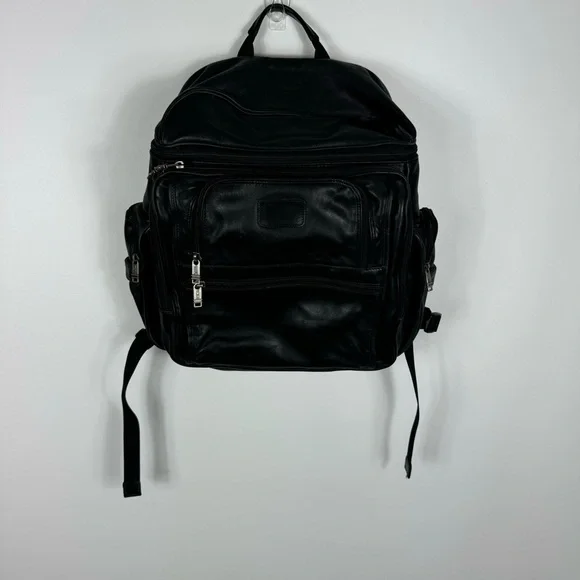 Tumi Black Napa Leather Deluxe Luxury Backpack Model 9640D3 Laptop Work Travel