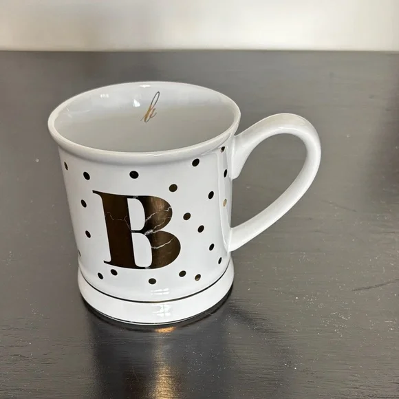 Pier 1 Imports Polka Dot Monogram Mug - White and Gold