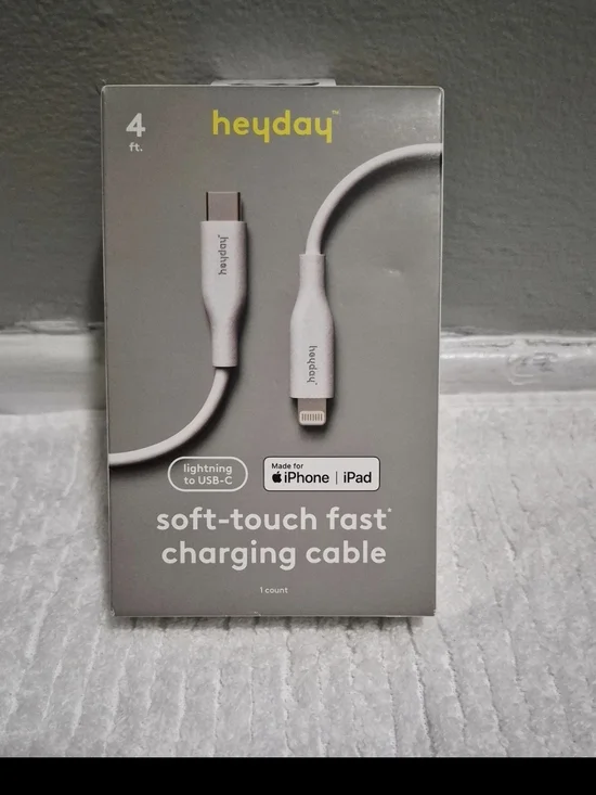 heyday Soft-Touch Fast Charging Cable - Light Gray