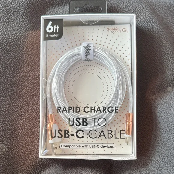 White USB to USB-C Cable