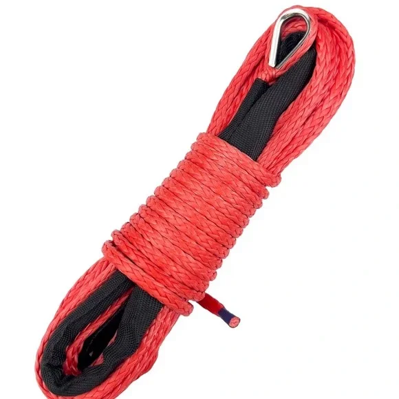 Ucreative 1/4 Inch x 50 Feet 10000‎ Lbs Synthetic Winch Line Cable Rope Red