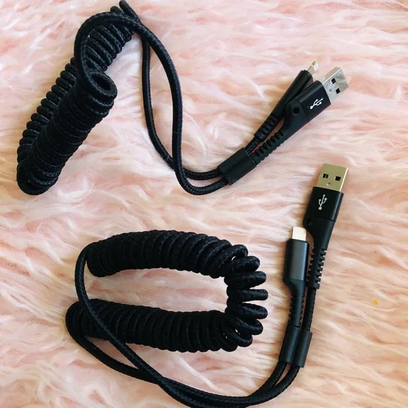 Coiled USB Cable for Car- 2 Qty/Sets