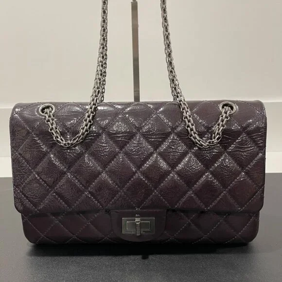 Chanel 2.55 226 Reissue Deep Purple Leather Flap Bag Gunmetal Hardware (121172)