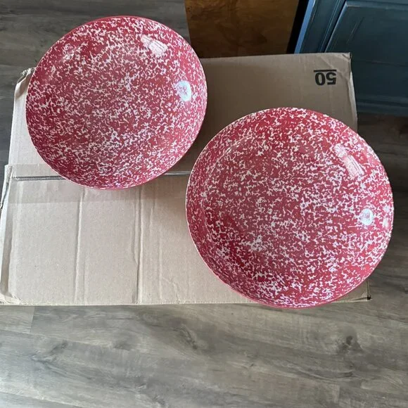 Pier 1 Melamine Bowl Serving Bowl Red Set Of 2 Spongewear Speckle