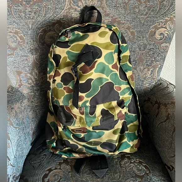 Vintage Camo Backpack Camel Cigarettes Camouflage Backpack Hiking School Bag