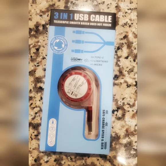 Universal Red 3-in-1 USB Cable