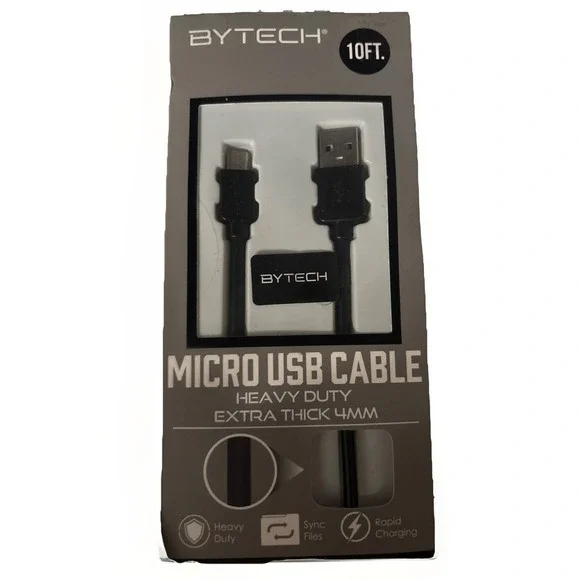 ByTech Micro USB Cable Heavy Duty Extra Thick 4MM 10FT Black