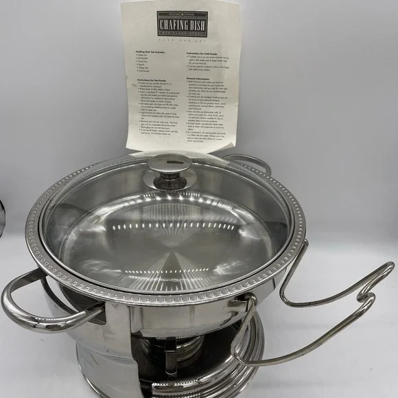 Rare Williams Sonoma Chafing Dish Grande Cuisine 4-6 Qt 18/10 Stainless Steel