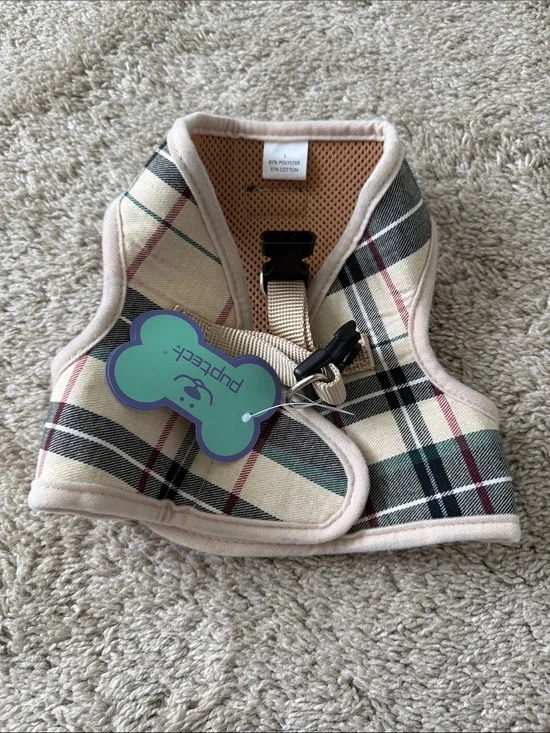 Puptech Plaid Dog Harness - Beige, Black, Green, Red
