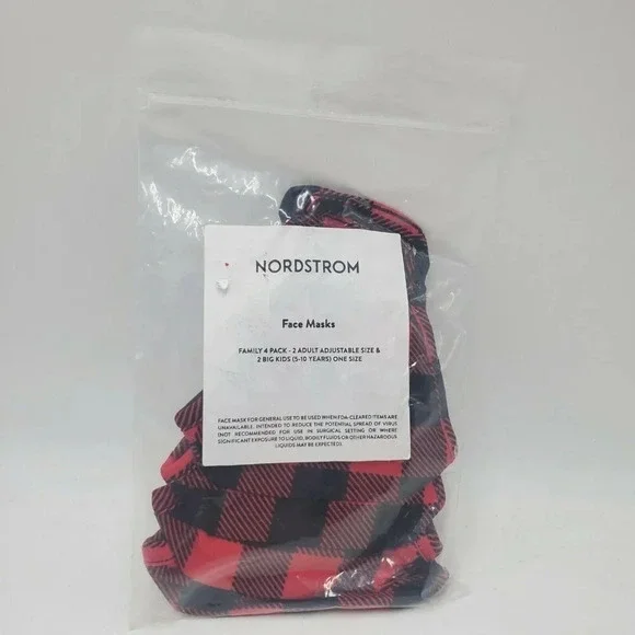 Nordstrom‎ Family 4 Pack Reusable Flannel Masks NWT