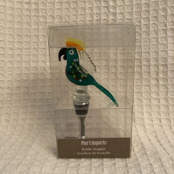 Pier 1 Imports Glass Parrot Bottle Stopper New Old Stock