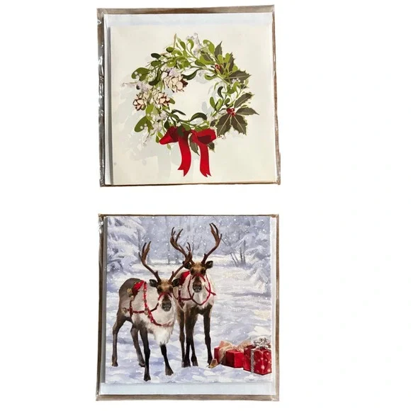 2 Treasures Pop Up Christmas Greeting‎ Cards Jolly Santa Claus Elegant Sleigh