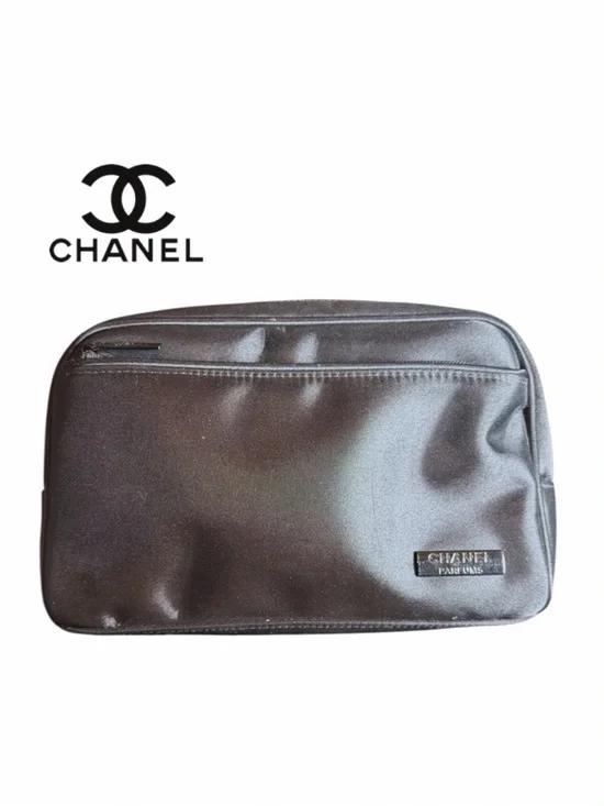 Chanel Parfums Black Cosmetic Toiletry Bag‎