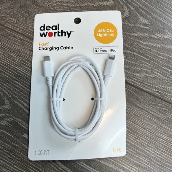 Deal Worthy Fast Charging Cable USB-C To Lighting Made For iPhone 5 ft (1 Count)