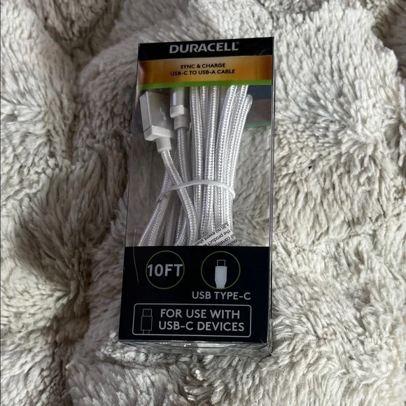 Duracell USB-C to USB-A Cable 10ft - White