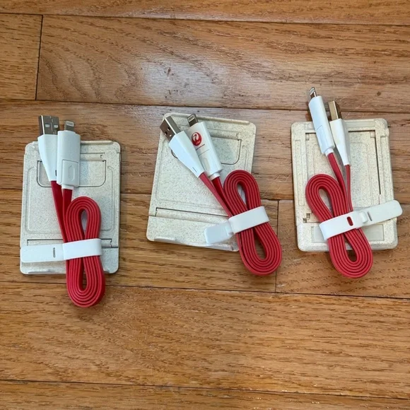 3 portable mobile phone stand with Red Charging Cable by jal