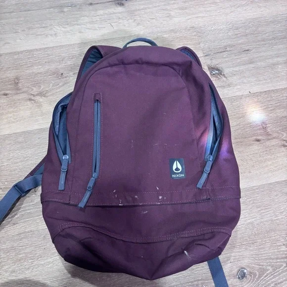 Nixon Traps Backpack Burgundy Maroon Canvas Laptop Bag School Travel Rucksack