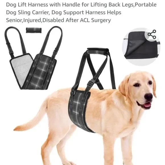 BEAUTYZOO Blue Plaid Dog Sling Harness – Size M 20–80 lbs – Step-In Comfort New