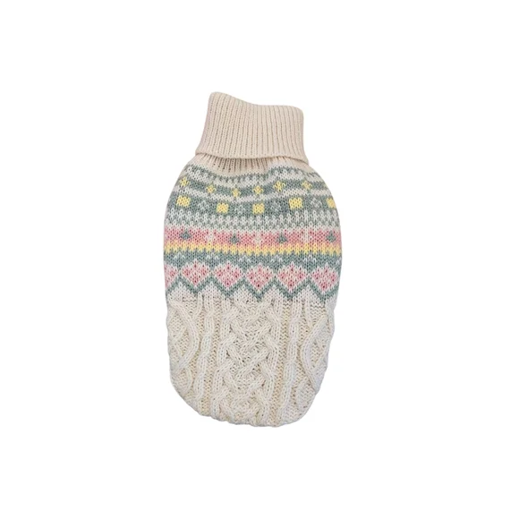 NWT - Cream and Multicolor Knit Pet Sweater - Size XS