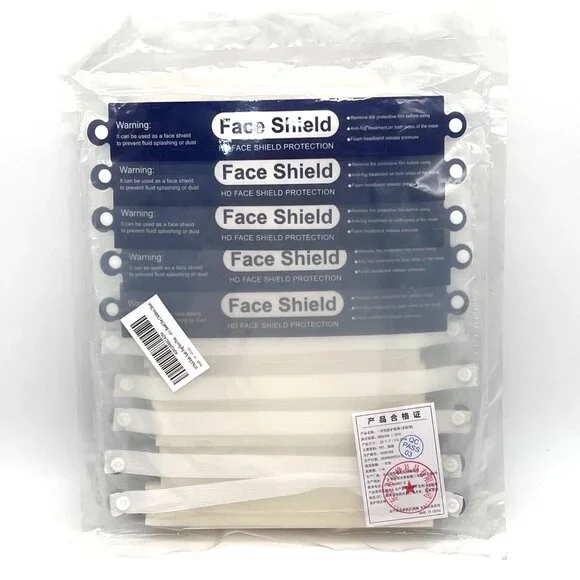 10 Pack Kids Anti-Fog HD Face Shields Protection With Elastic Band Foam Headband