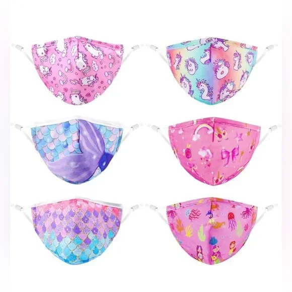 Woplagyreat 6 pack of girls masks, mermaid/sea, 3.9 in x 12.6 in