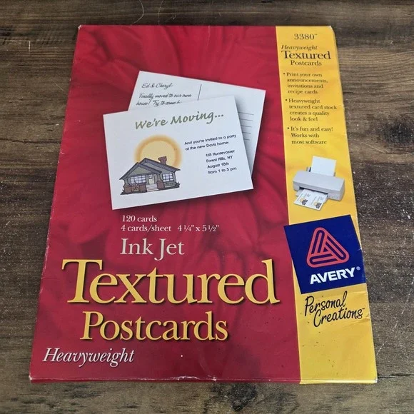 Avery 3380 Ink Jet Heavyweight Textured Post‎ Cards Announcements 60 Cards