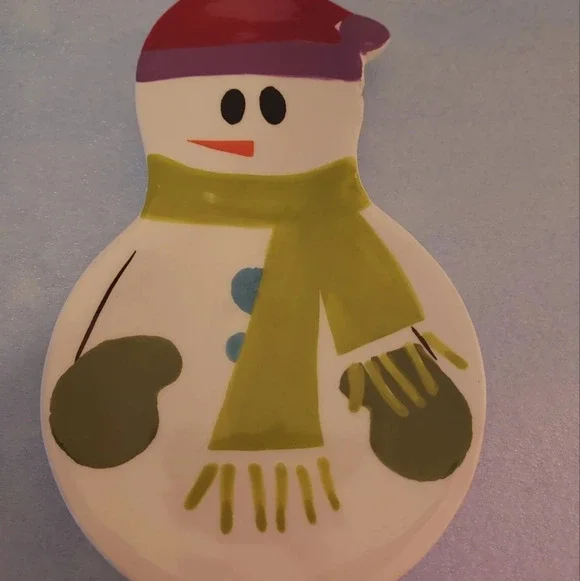 Pier 1 Imports Hand Painted Dolomite Snowball Spoon/Utensil Rest