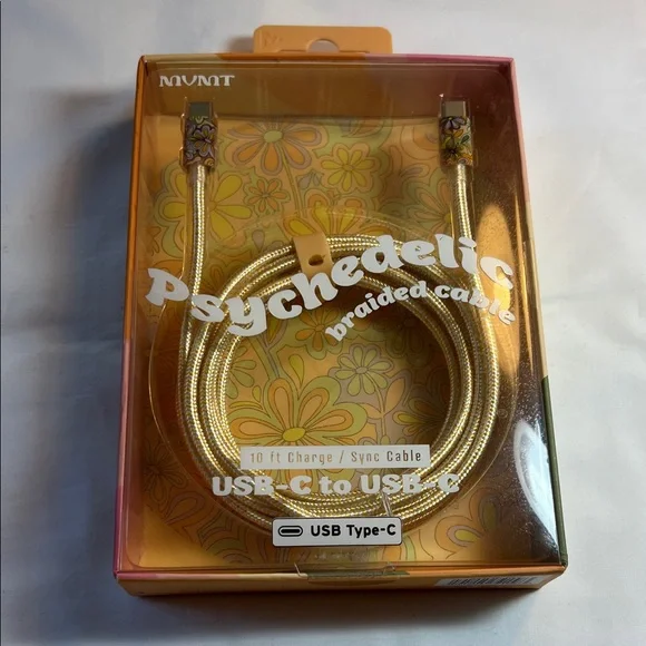 MVMT Psychedelic Braided USB-C Cable - Yellow
