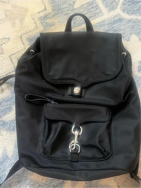 Rebecca Minkoff Black Nylon Bikeshare Backpack Drawstring with Front Pocket