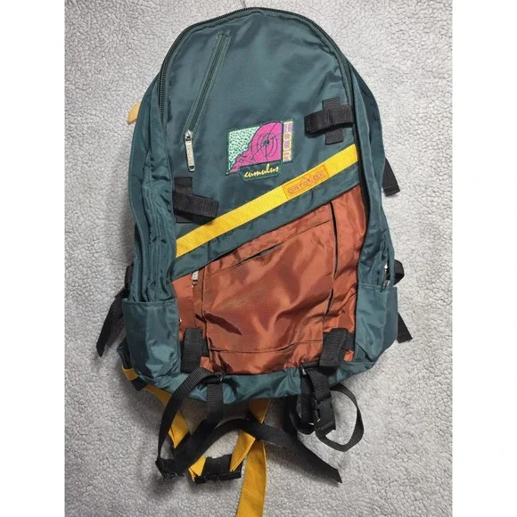 Vintage Ortovox CUMULUS Tour Hiking Backpack GREEN Orange Yellow SEE DESCRIPTION