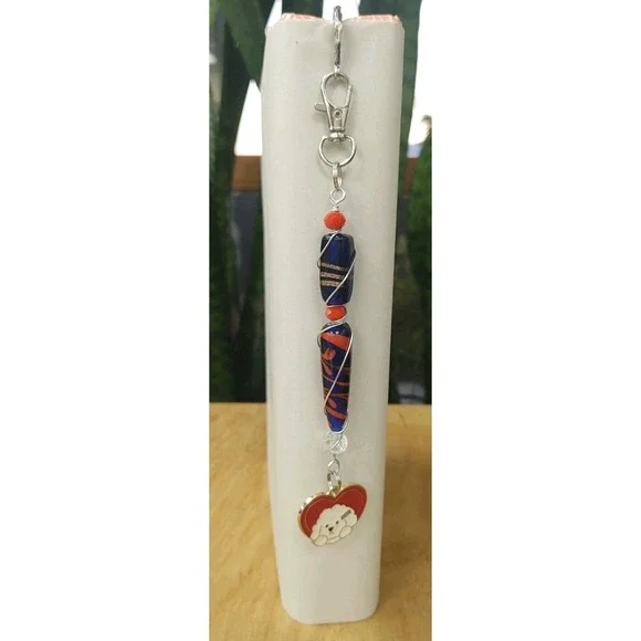 Handcrafted Bookmark Dog Heart Wire Wrapped Lampwork Beads 7.5