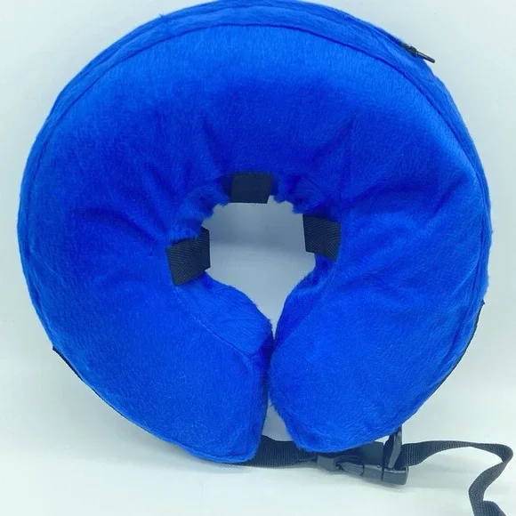 Pet Recovery Surgery Inflatable Donut Collar Protective Medium Cone Dog Blue EUC