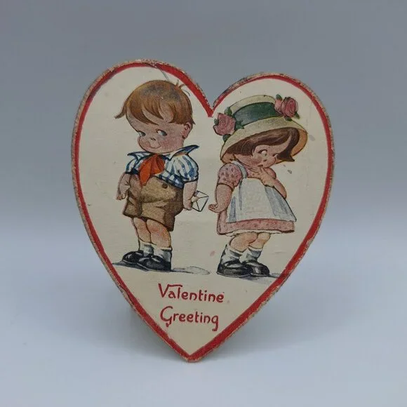 Vintage Valentine Card Stand Up Cute Kids Retro‎ Art Collectible Paper Ephemera