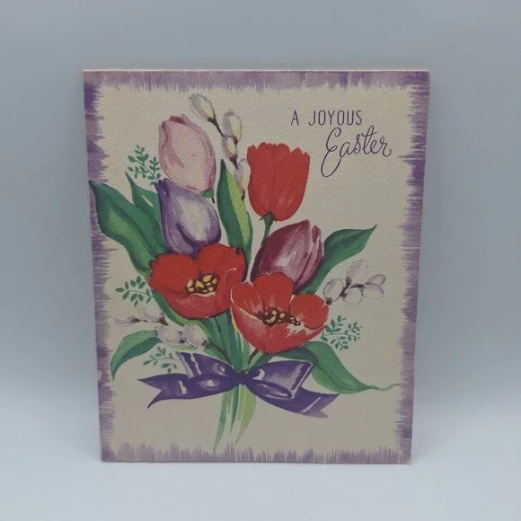 Vintage BAP Co Joyous Easter Floral Greeting‎ Card Sentimental USA Craft Journal
