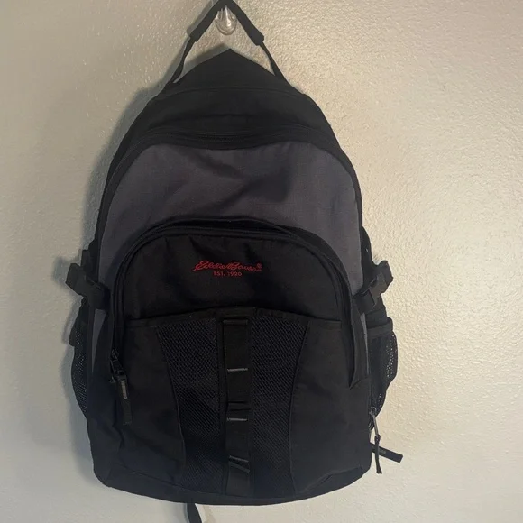 Eddie Bauer Vintage 2004 Black and Dark Gray Backpack -GB1sku