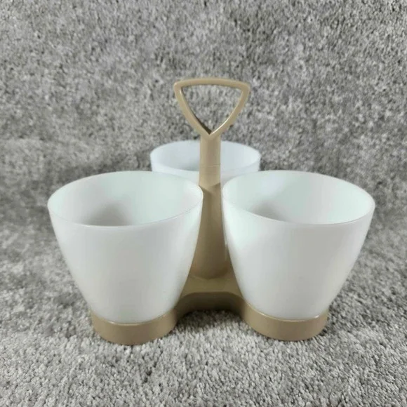 Tupperware Vintage Triple Condiment Server Caddy Holder‎ with Handle