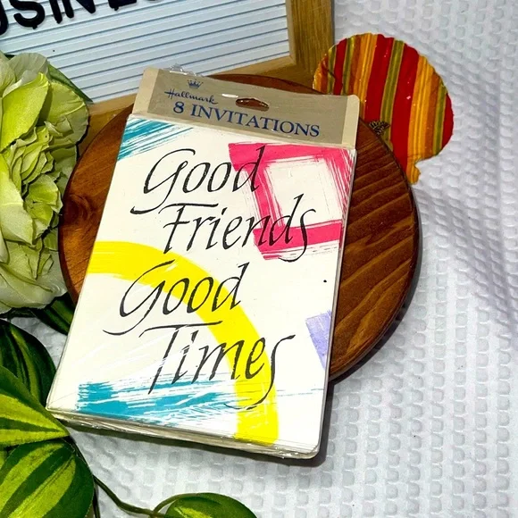 Vintage 8 Hallmark Party Invitations “Good Friends Good Times” New Made USA