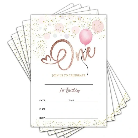 Pink Balloon theme 4x6 invitations/envelope (20)