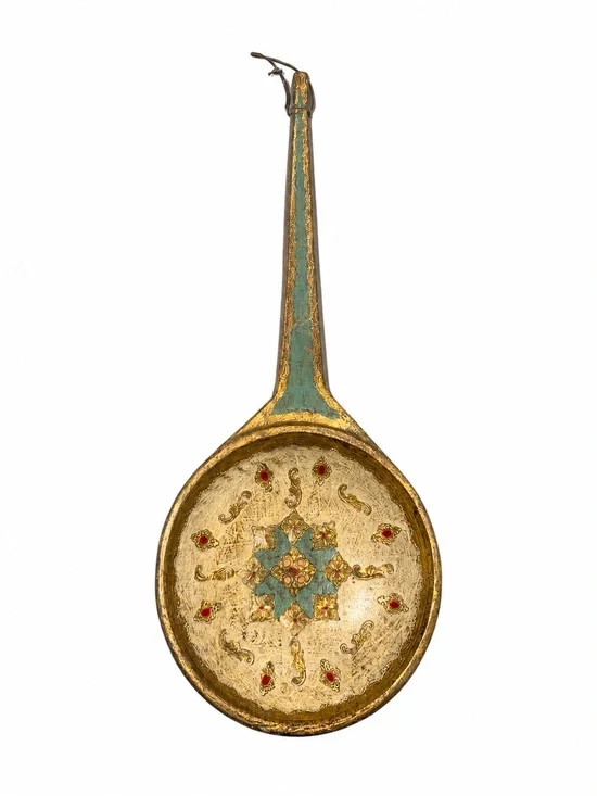 Vintage Florentine Italian Gilt Wood Hand-Painted Paddle Tray