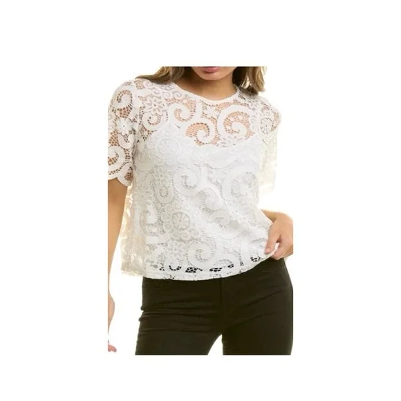 Nanette LEPORE Lace Top Marshmallow White Sz XL