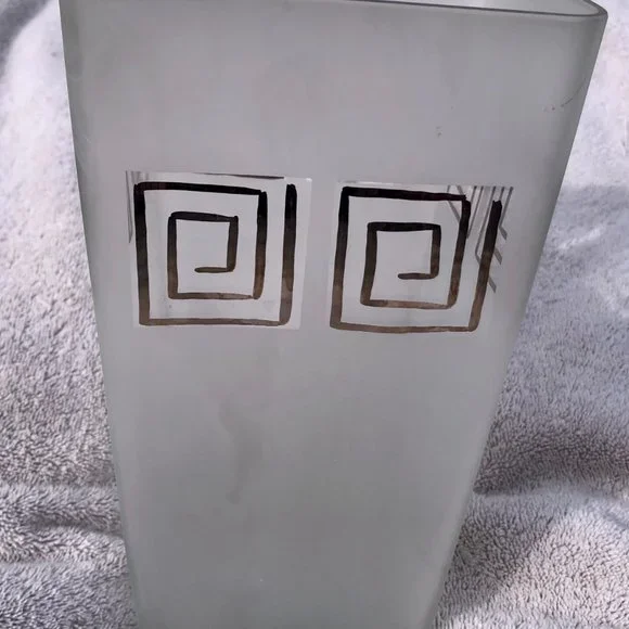 Pier 1 Hand Painted Frosted Glass Vase Large Gorgeous 10