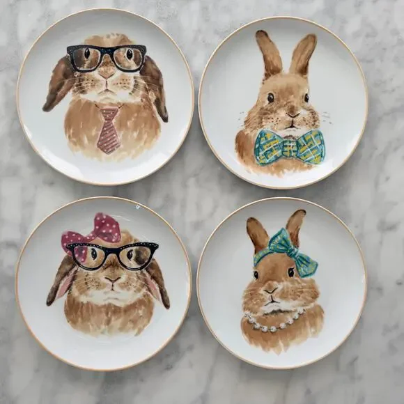 Pier 1 Bunny Face Easter Plate 4pc 8