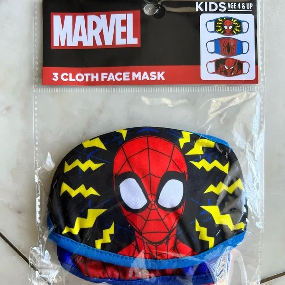 NWT Cool MARVEL SPIDER-MAN (3) ASSORTED Cloth FACE MASKS For KIDS Age 4 and up