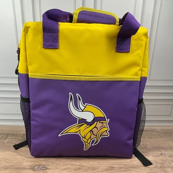Minnesota Vikings Yellow Purple Insulated Lunch Backpack Bag Cooler NFL Football
