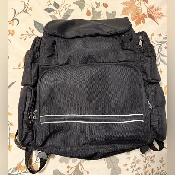 T-Bags Black Canvas Moto‎ Backpack