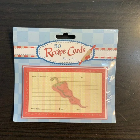 50 Recipe Cards 3x5 Inch Spicy‎ Chili Pepper Kitchen Cooking Organizer