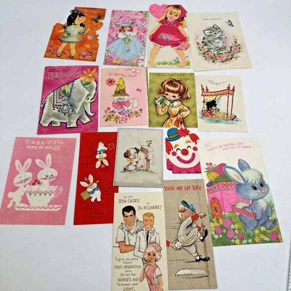 Vintage Mixed Lot Of 27 Greeting/Note Cards Used