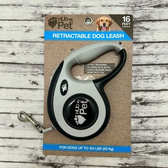 Black and Gray Retractable Dog Leash by Hug My Pet