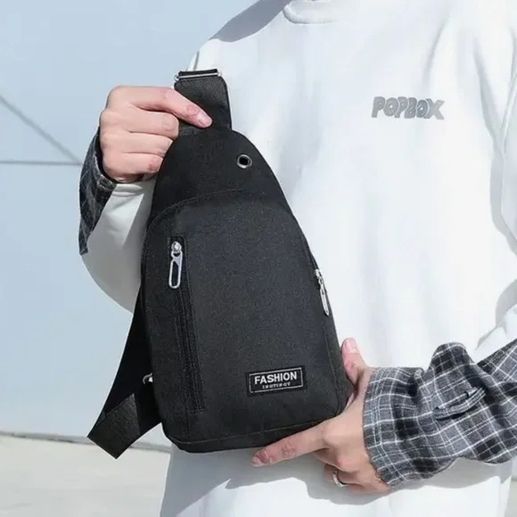 Black Crossbody Sling Backpack Men Shoulder Strap Sling Bag